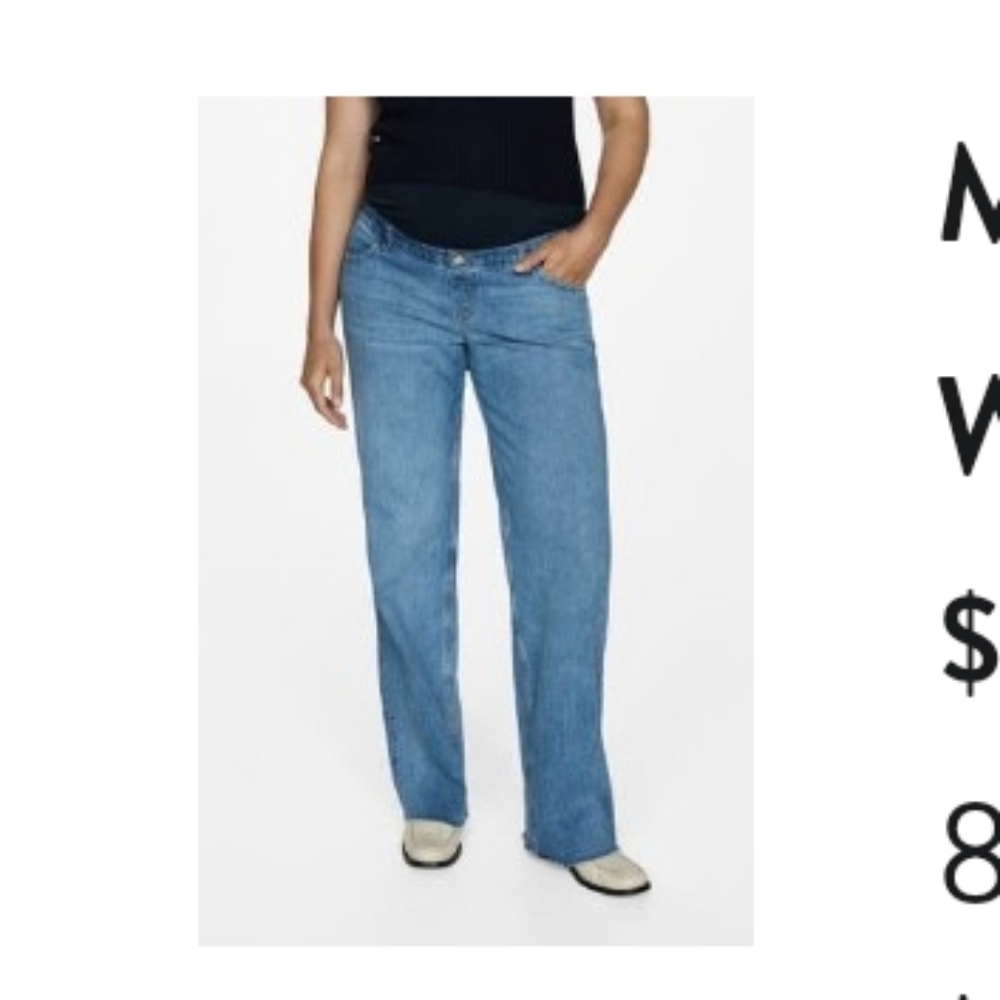 Mango Maternity Over The Bump Wide Leg Jeans 8